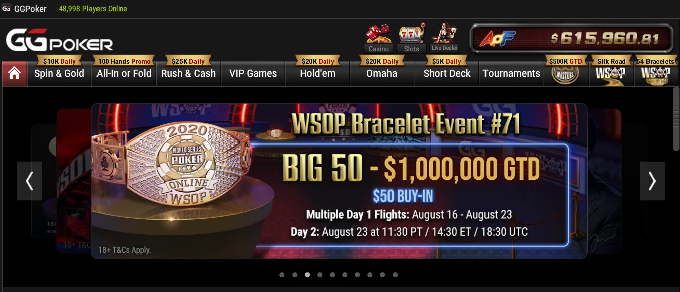 GGPoker's Cheapest WSOP Bracelet Event--BIG 50 Attracts Nearly 25,000 Entries So Far