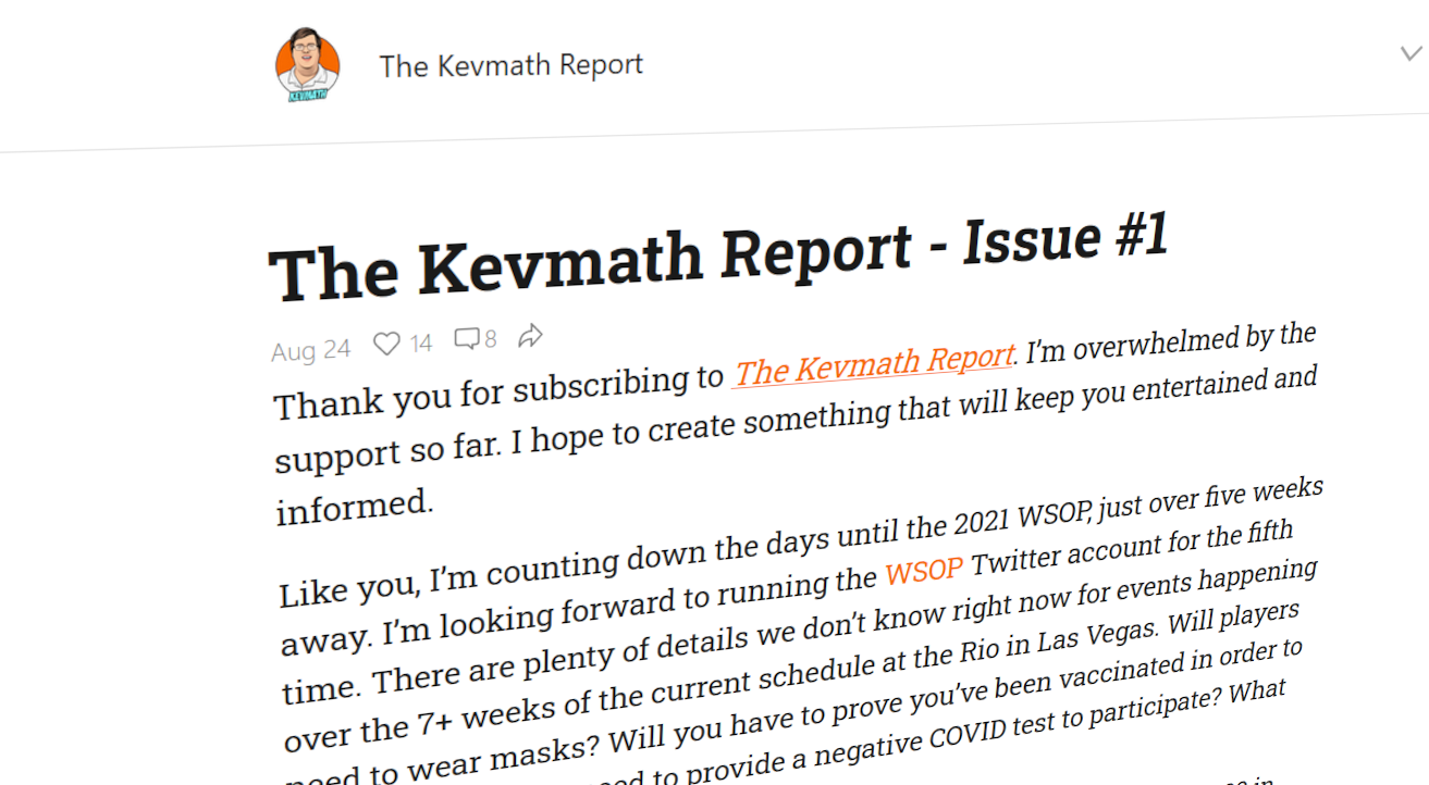 The Kevmath Report is Must-Subscribe Content for Poker Fans