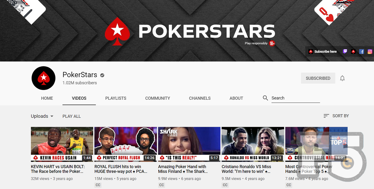 PokerStars' Official YouTube Channel Crosses 1 Million Subscribers