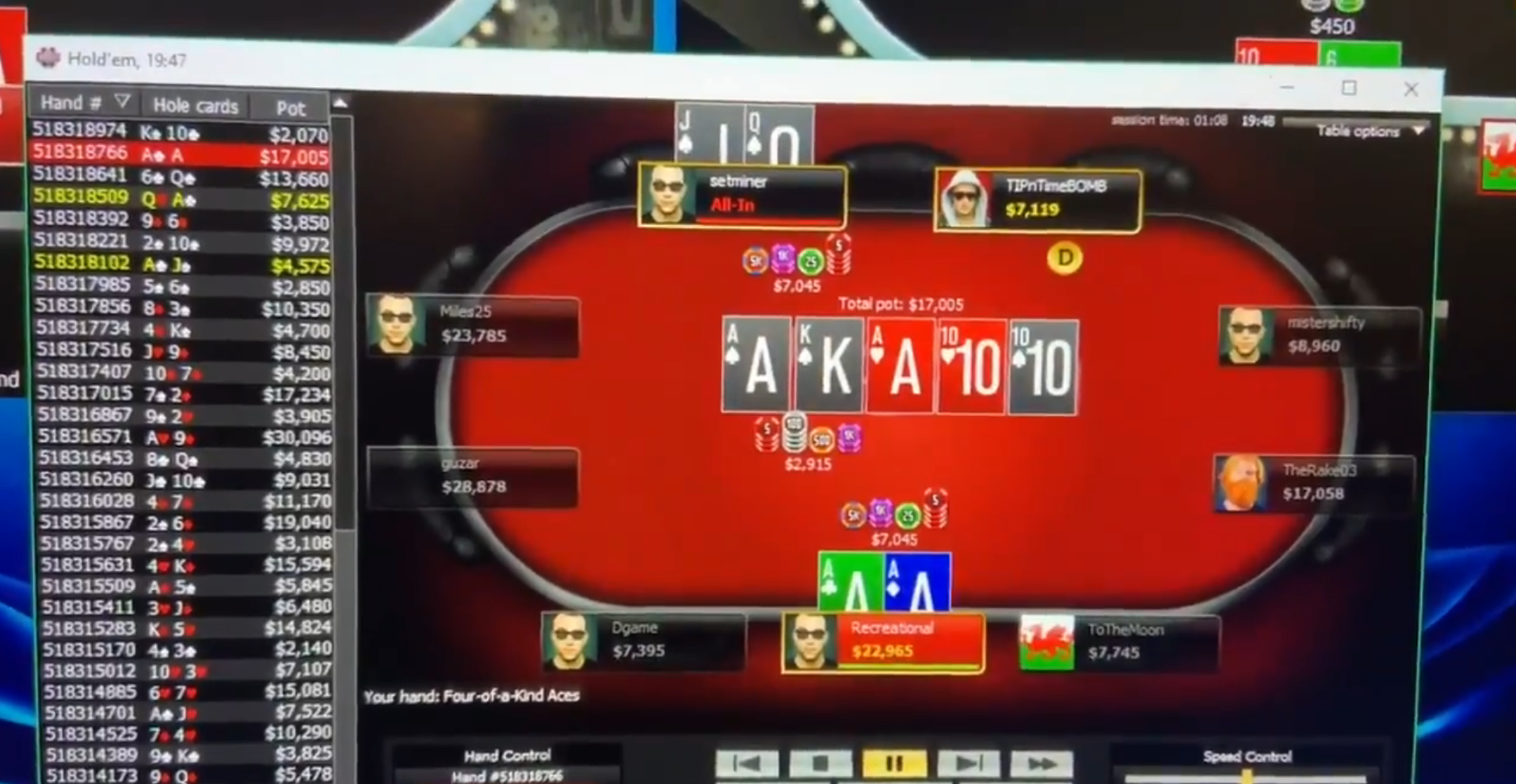 Quads vs Royal Flush Again | F5 Poker