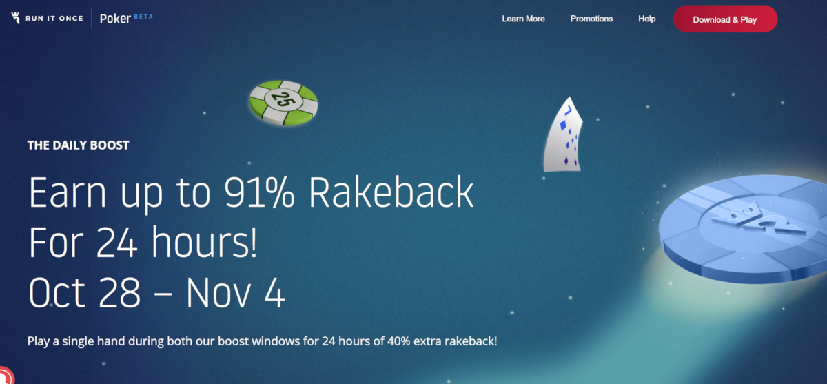 Run It Once Poker Offering 91% Poker Option Until Nov 4