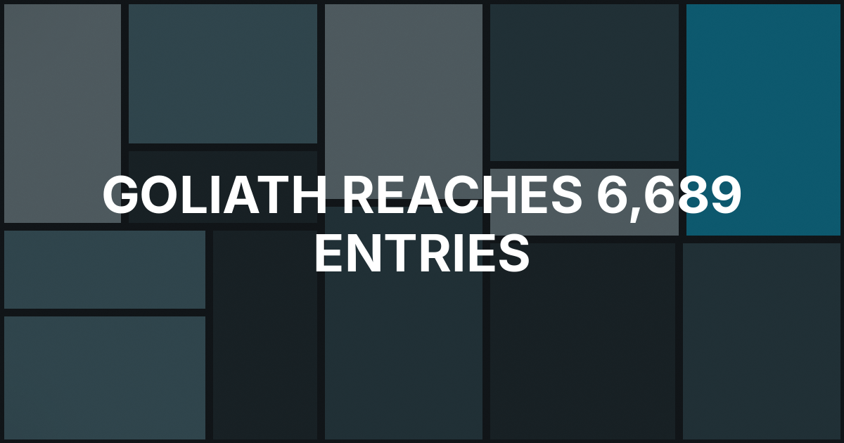 Goliath Reaches 6,689 Entries in Coventry