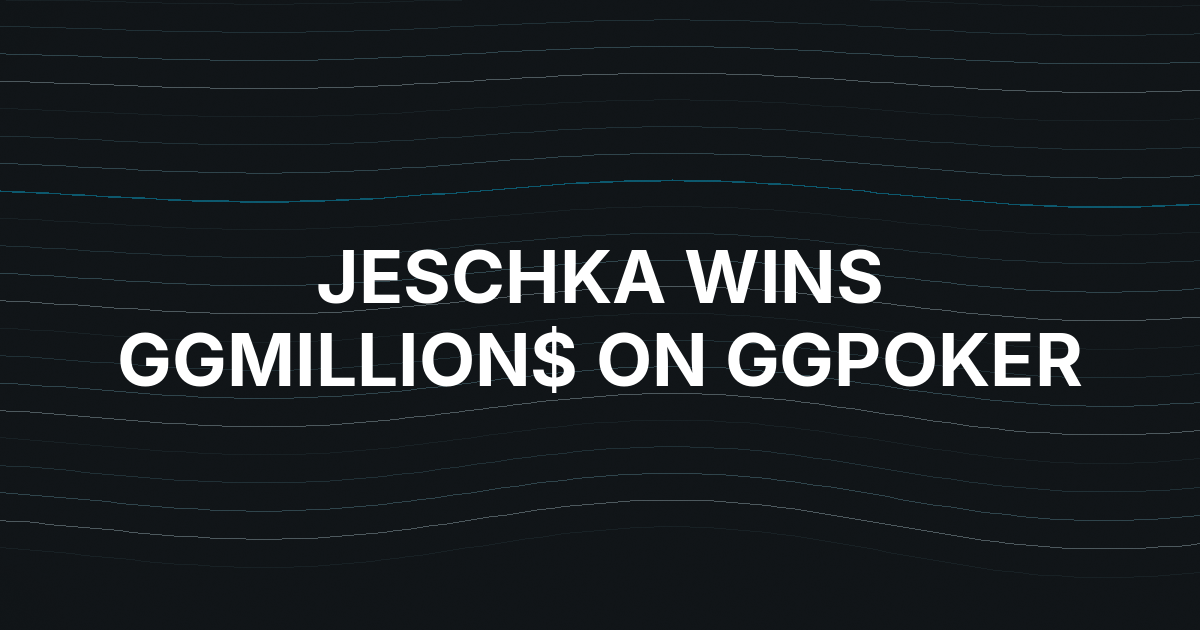 Hannes Jeschka Wins Latest GGPoker GGMillion$