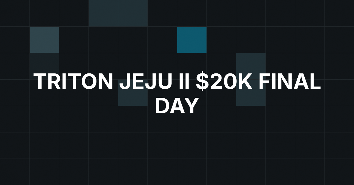 Chin Wei Lim Leads Triton Jeju II $20K Into Final Day