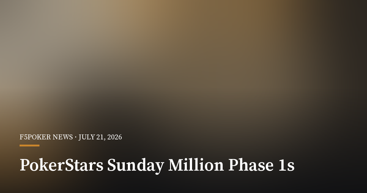 PokerStars Keeps Sunday Million Phase 1s Rolling All Week